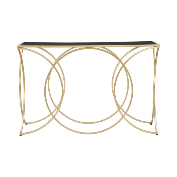 Melns/zelta krāsas konsoles galds ar stikla galda virsmu 40x120 cm Infinity – Mauro Ferretti