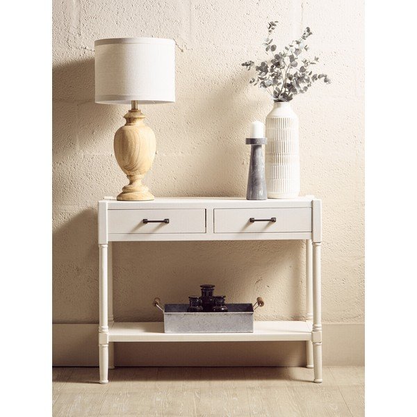 Balts priedes masīvkoka konsoles galds 35x91 cm Heritage – Premier Housewares-image-1