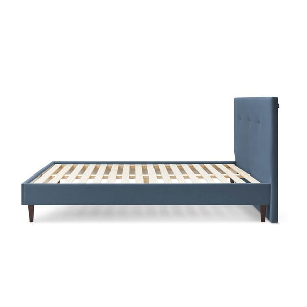 Tumši zila mīksta divguļamā gulta ar režģi 180x200 cm Tory – Bobochic Paris-image-2