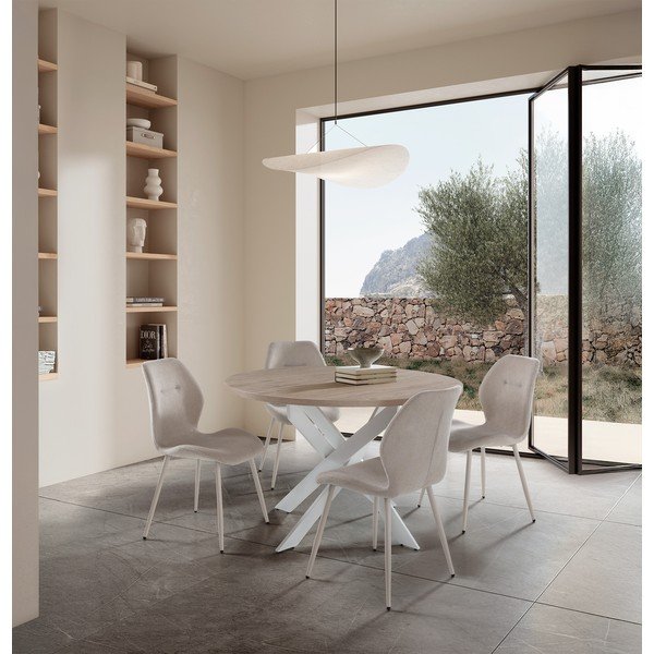 Krēmkrāsas polsterēti pusdienu krēsli (4 gab.) Ansu – Marckeric-image-1