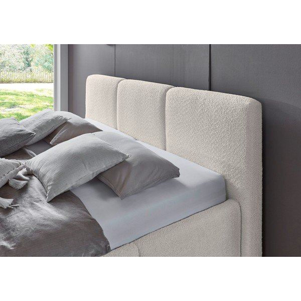 Ziloņkaula krāsas polsterēta divvietīga gulta bez režģa 180x200 cm Merida – Meise Möbel-image-3