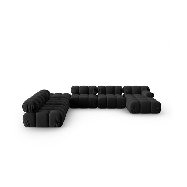 Melns samta dīvāns 379 cm Bellis – Micadoni Home