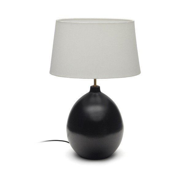 Melnbalta galda lampa ar auduma abažūru (augstums 72 cm) Foixa – Kave Home