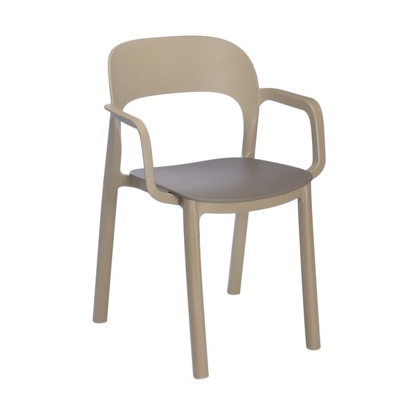 4 krēslu komplekts smilškrāsas krāsā ar brūnu sēdekli un roku balstiem Resol Ona