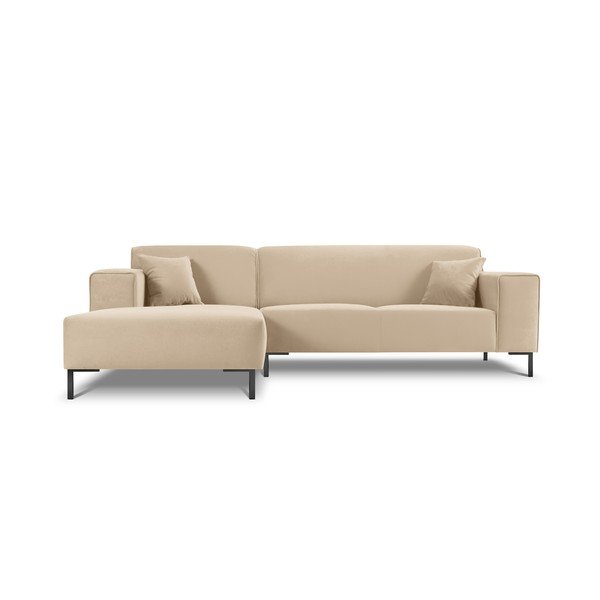 Bēšs samta stūra dīvāns Cosmopolitan Design Siena, kreisais stūris-image-3