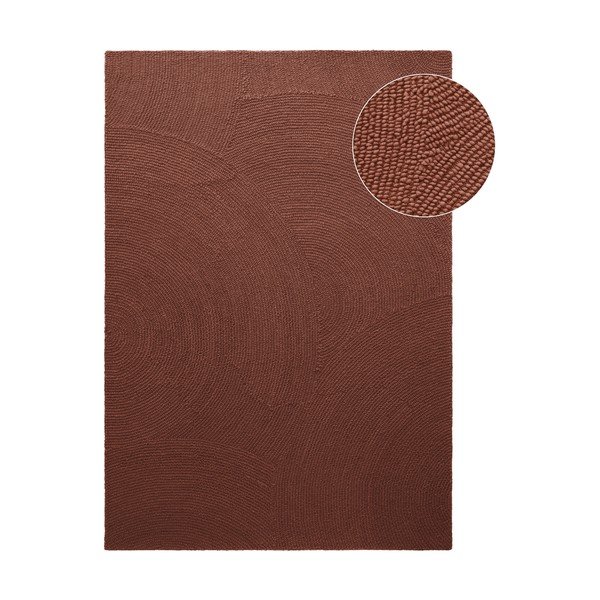 Ķieģeļu sarkans ar rokām darināts vilnas paklājs 160x230 cm Calmio – Hanse Home