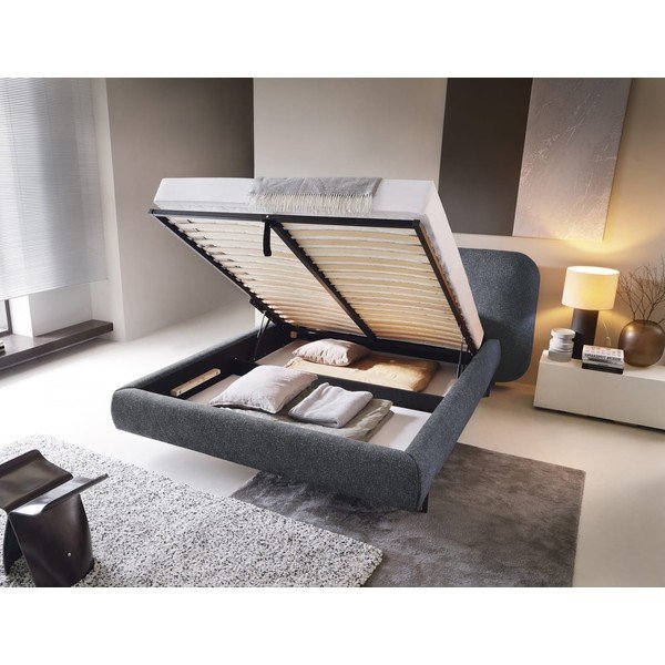 Zila polsterēta divvietīga gulta ar veļas kasti un ar redelēm 140x200 cm Pointt – ELTAP-image-2