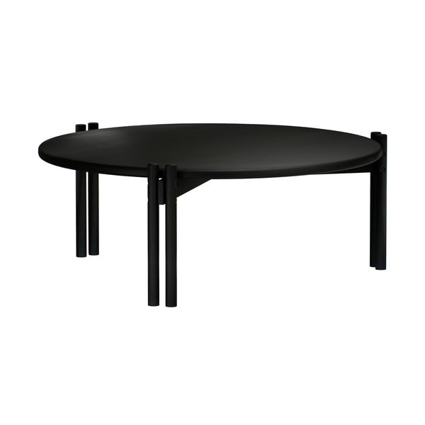 Melns priedes masīvkoka apaļš žurnālgaldiņš ø 80 cm Sticks – Karup Design-image-3