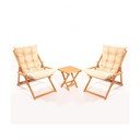 Krēmkrāsas/dabīga toņa dižskābarža masīvkoka dārza atpūtas komplekts 2 personām – Floriane Garden