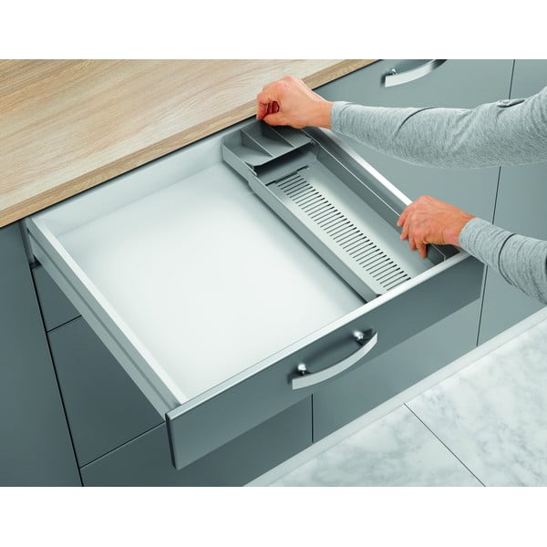 Pelēks plastmasas galda piederumu organizators 15 x 49 cm – Metaltex-image-4