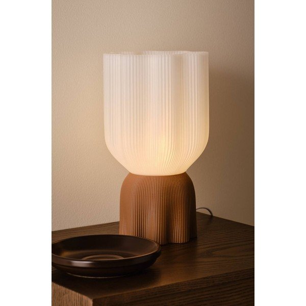 Balta/brūna plastmasas galda lampa (augstums 27 cm) Camier – Jotex-image-1