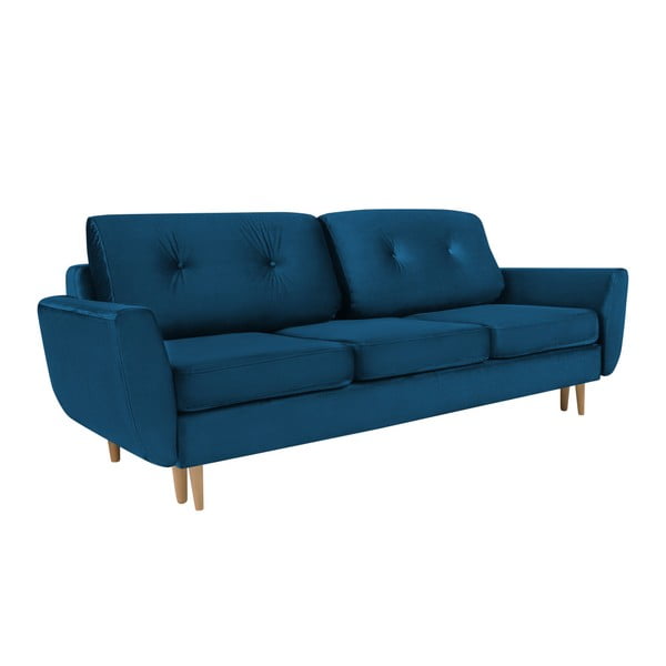 Mazzini Sofas Silva zils trīsvietīgs dīvāns ar glabāšanas vietu