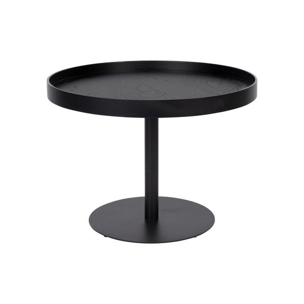 Melns apaļš žurnālgaldiņš ar ozolkoka imitācijas galda virsmu ø 56 cm Yuri M – White Label