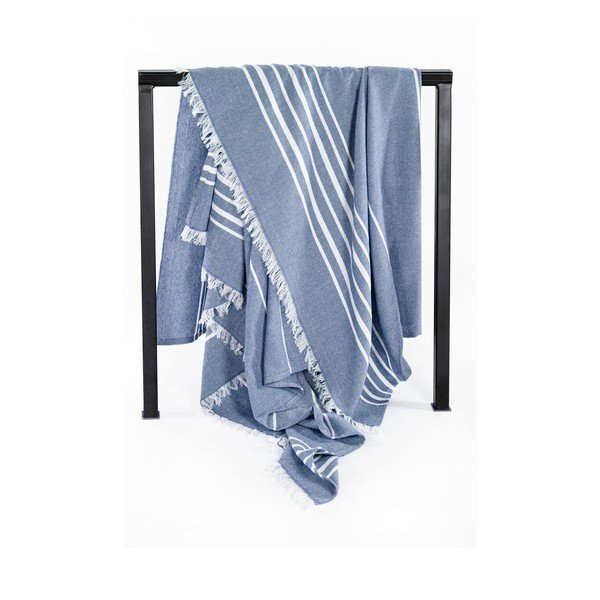 Zils kokvilnas pleds 150x200 cm Solene – Tiseco Home Studio-image-3