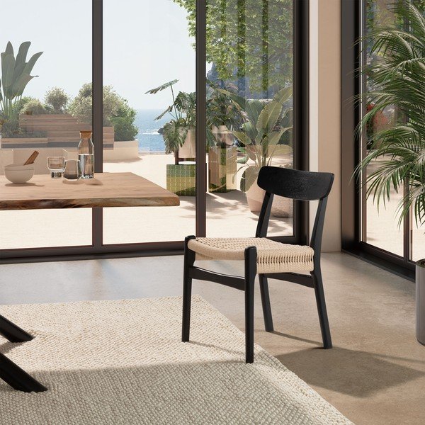 Melni gumijkoka masīvkoka pusdienu krēsli (2 gab.) Biel – MOME-image-1