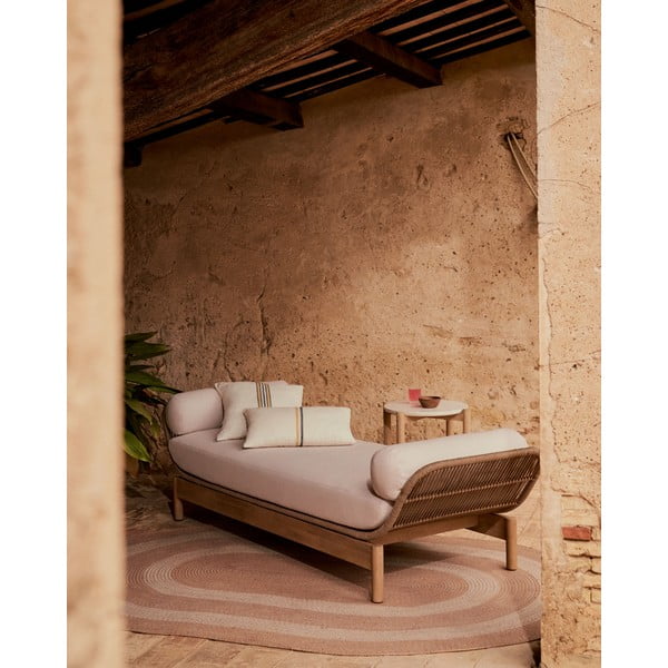 Krēmkrāsas/dabīga toņa akācijas masīvkoka dārza dīvāns Catalina – Kave Home-image-1