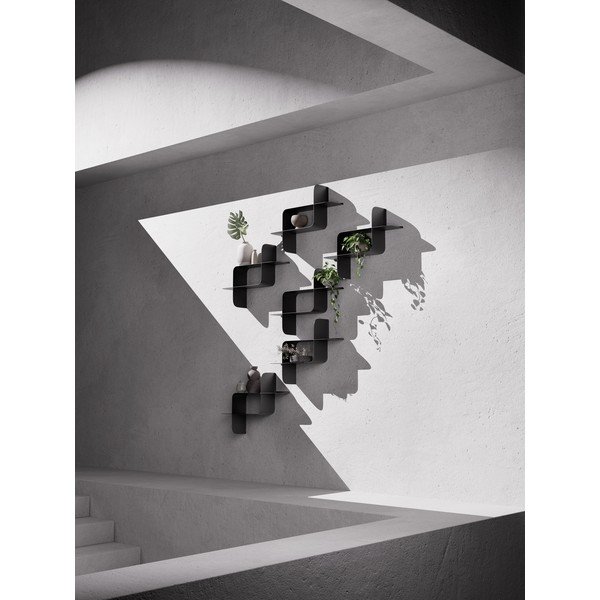 Matēti melni daudzlīmeņu tērauda sienas plaukti (2 gab.) 62 cm Montage – Umbra-image-4