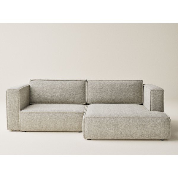 Bēšs salokāms stūra dīvāns no šenila auduma ar uzglabāšanas vietu (ar labo stūri/ar zvilni) Velto – Maison de Rêve-image-2