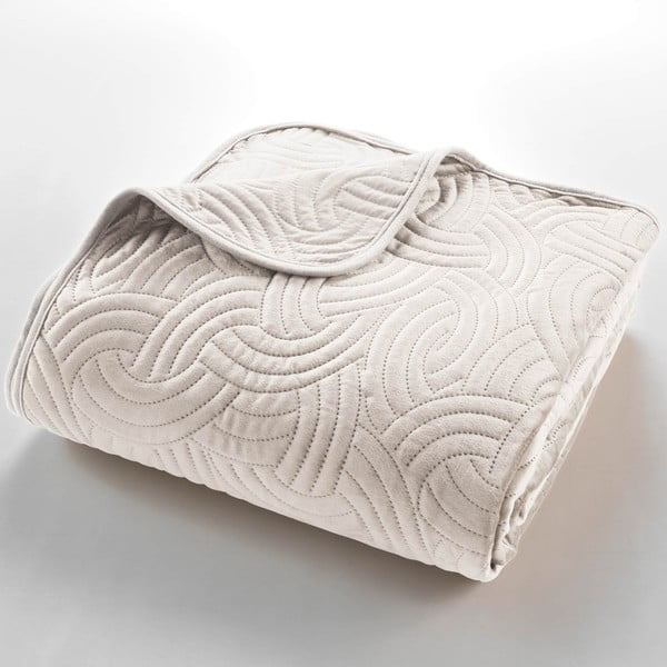 Krēmkrāsas samta gultas pārklāja un spilvendrānas komplekts 240x260 cm Solange – douceur d'intérieur