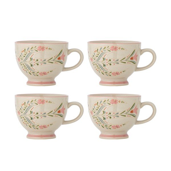 Baltas keramikas krūzes (4 gab.) 400 ml Rosalynde – Bloomingville