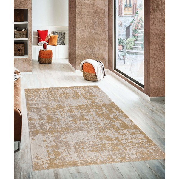 Dzelteni bēšs kokvilnas paklājs Oyo home Casa, 75 x 150 cm-image-1