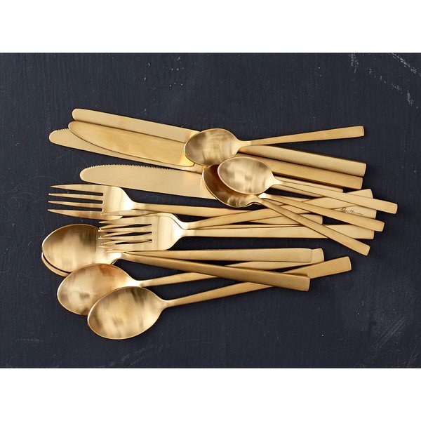 Misiņa krāsas tērauda galda piederumi (16 gab.) Brass – Bitz-image-3