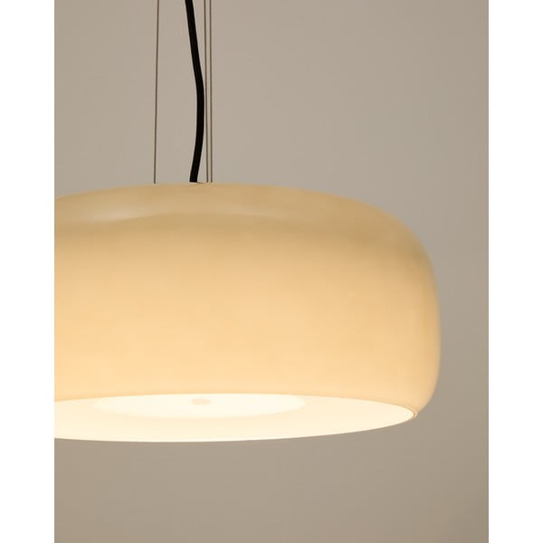 Pelēkbēša LED piekaramā lampa ar stikla abažūru ø 38 cm Reig – Kave Home-image-1