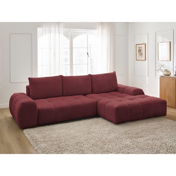 Bordo salokāms/ar uzglabāšanas vietu stūra dīvāns no šenila auduma (ar labo stūri/ar zvilni) Everest – Bobochic Paris-image-1