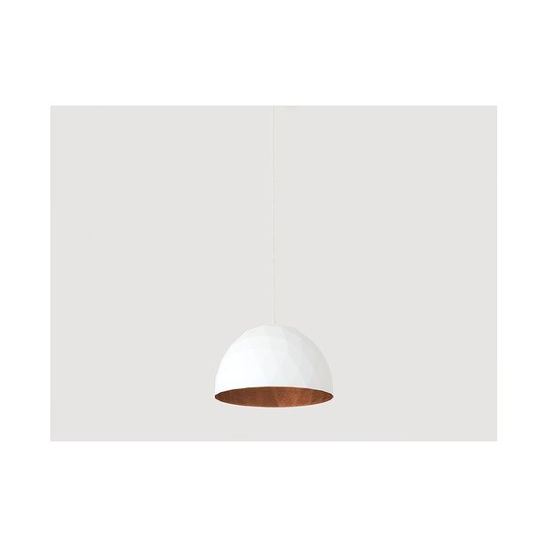 Balta piekaramā lampa ar vara krāsas detaļām Custom Form Leonard, ø 35 cm-image-1