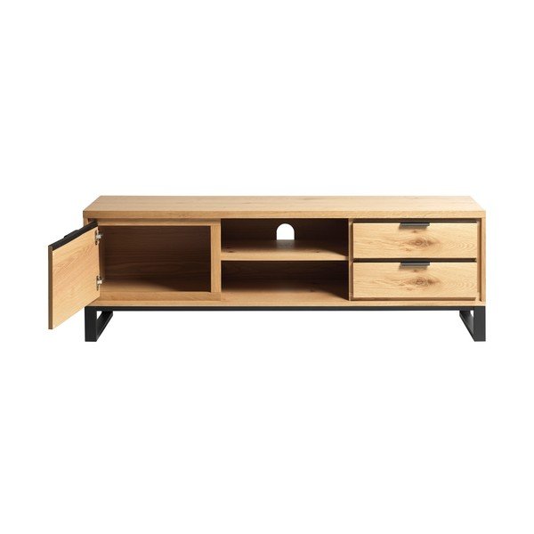 Dabīga toņa TV galdiņš ar ozolkoka imitāciju 170x55 cm Livorno – Unique Furniture-image-3