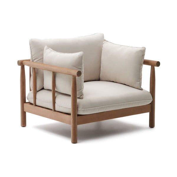 Balts/dabīga toņa masīvkoka dārza atpūtas krēsls Sacova – Kave Home