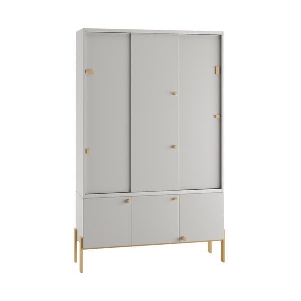 Gaiši pelēka zema bērnu kumode 150x50 cm Cube – Pinio-image-4