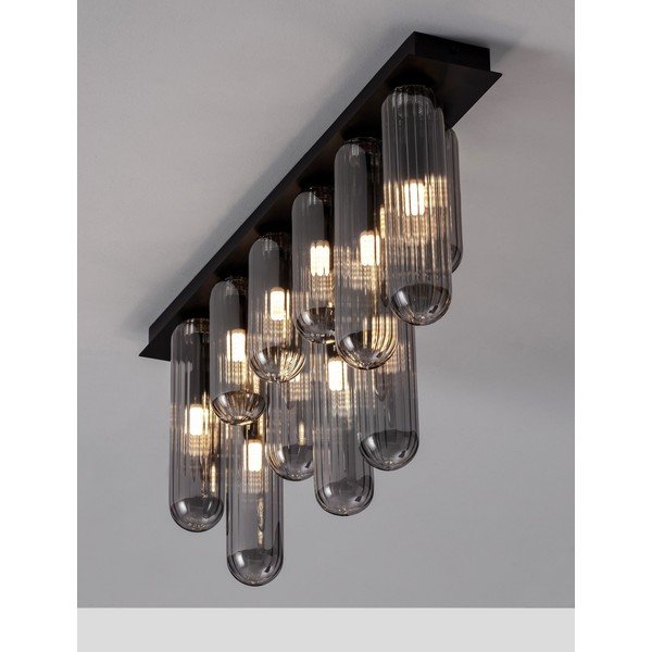 Pelēka stikla griestu lampa ar stikla abažūru 10x72 cm Gustave – Nova Luce-image-1