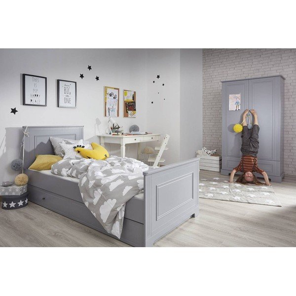 Pelēks bērnu drēbju skapis 102x193 cm Ines – BELLAMY-image-4
