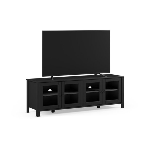 Melns priedes masīvkoka TV galdiņš 150x50x40 cm Alessandra – Marckeric-image-2