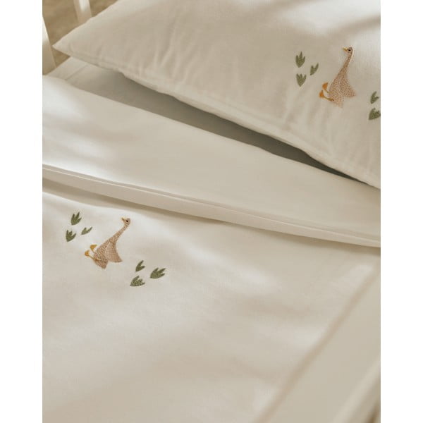 Balta bērnu gultas veļa bērnu gultiņai no kokvilnas perkala 70x140 cm Milu – Kave Home-image-1