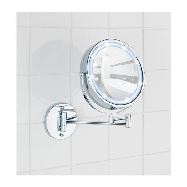 Kosmētikas spogulis ar gaismu/palielināmais (5x) ø 17,5 cm Power-Loc Lumi – Wenko-image-1