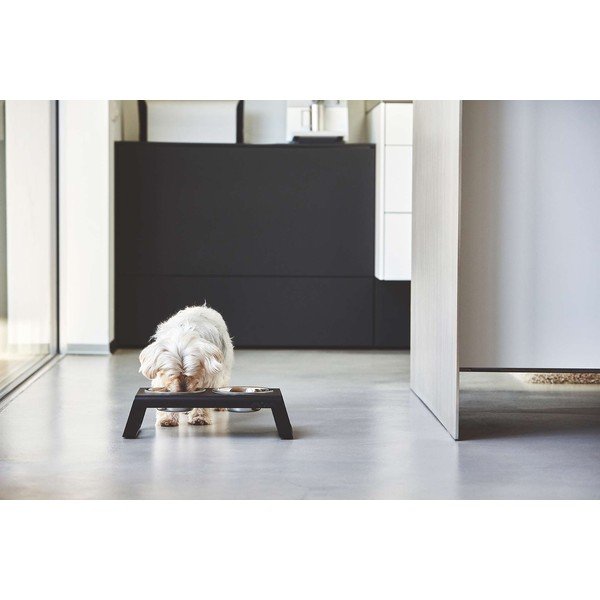 Metāla bļodiņu komplekts ar pamatni suņiem Desco Black M – MiaCara-image-1