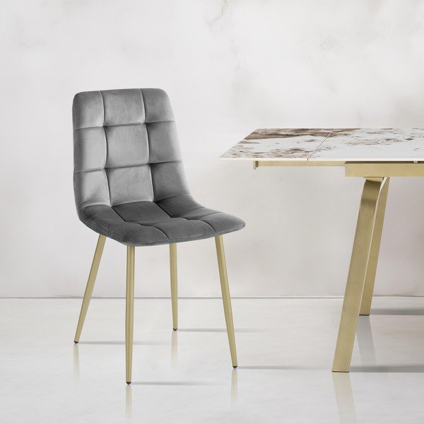 Pelēki samta pusdienu krēsli (2 gab.) Faffy – Tomasucci-image-1