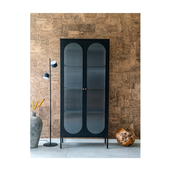 Melna metāla vitrīna 80x180 cm Adelaide – House Nordic-image-3