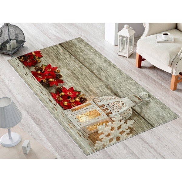 Paklājs Vitaus Ziemassvētku perioda laterna ar sarkaniem ziediem, 50 x 80 cm-image-1