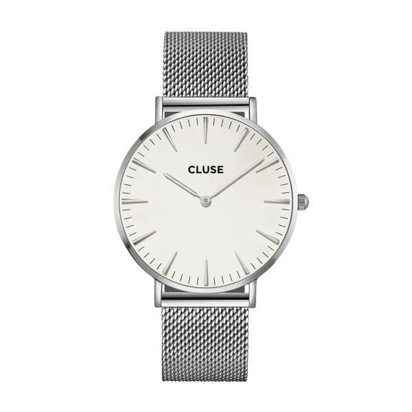 Sieviešu nerūsējošā tērauda pulkstenis sudraba krāsā ar baltu ciparnīcu Cluse La Bohéme