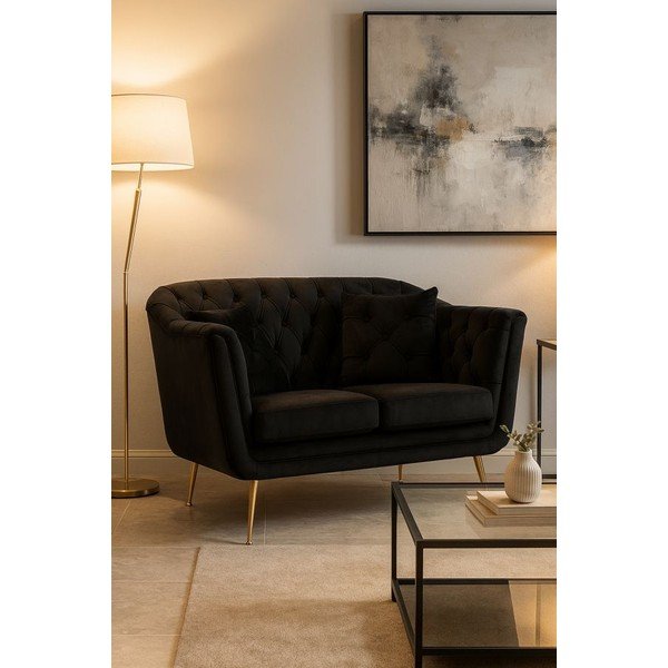 Melns samta dīvāns 130 cm Budapest – Mauro Ferretti-image-1