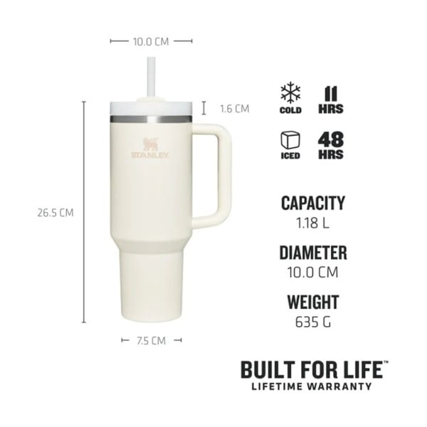 Krēmkrāsas nerūsējošā tērauda termoss ar salmiņu 1,18 l Quencher H2.0 FlowState Tumbler Cream – Stanley-image-4