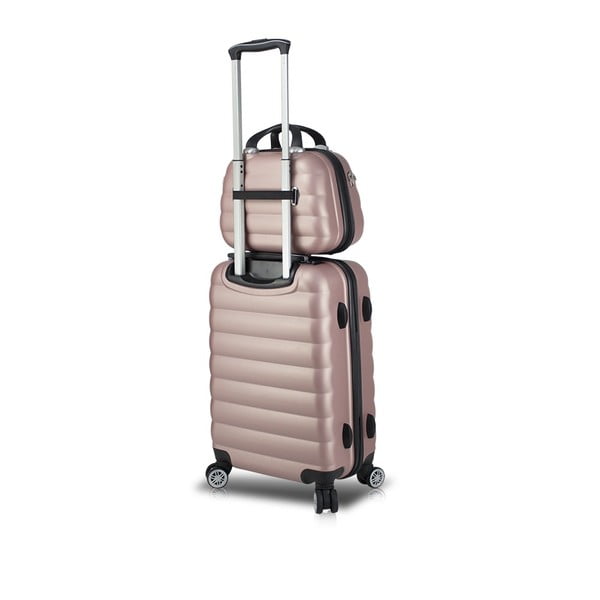 Rozā čemodāns ar USB portu un rokas somu My Valice RESSNO MU & M