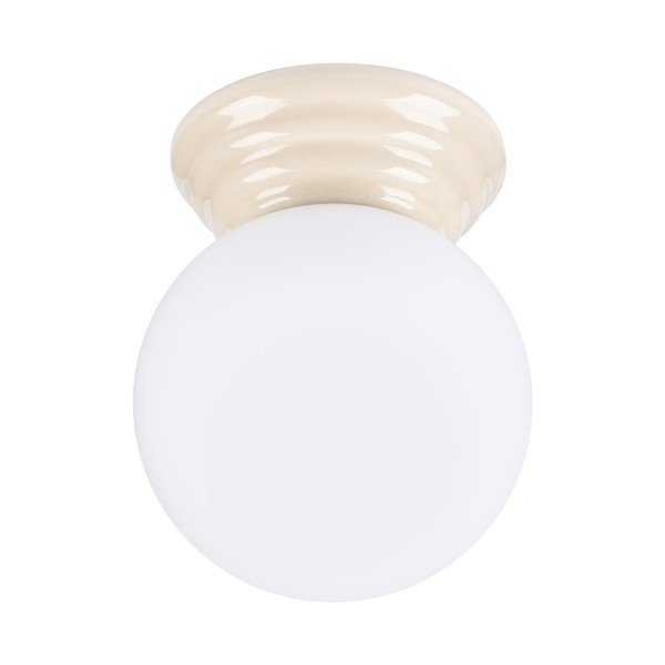 Bēša keramikas griestu lampa ar stikla abažūru ø 12 cm Farsa – Sollux