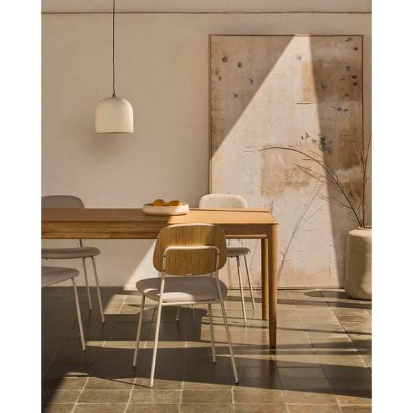 Izvelkams ēdamgalds ar papildu galda virsmu ar ozolkoka imitāciju 90x200 cm Lenon – Kave Home-image-2