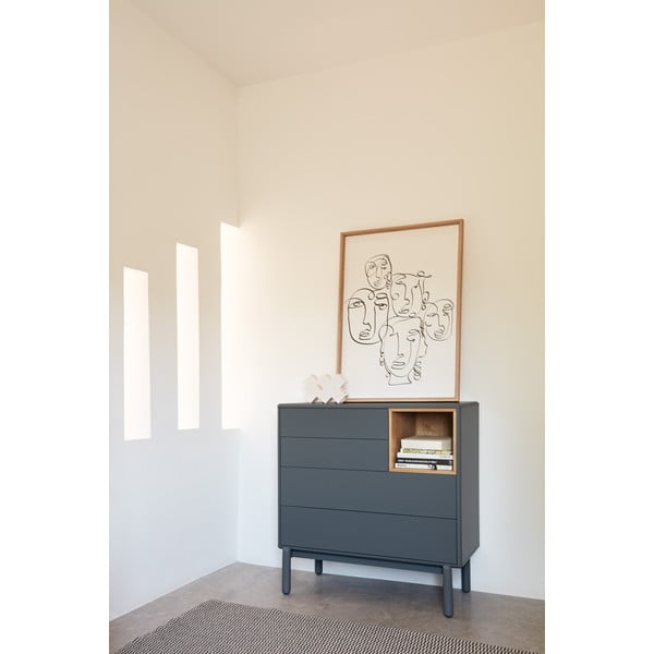 Tumši pelēka zema kumode 90x90 cm Corvo – Teulat-image-1