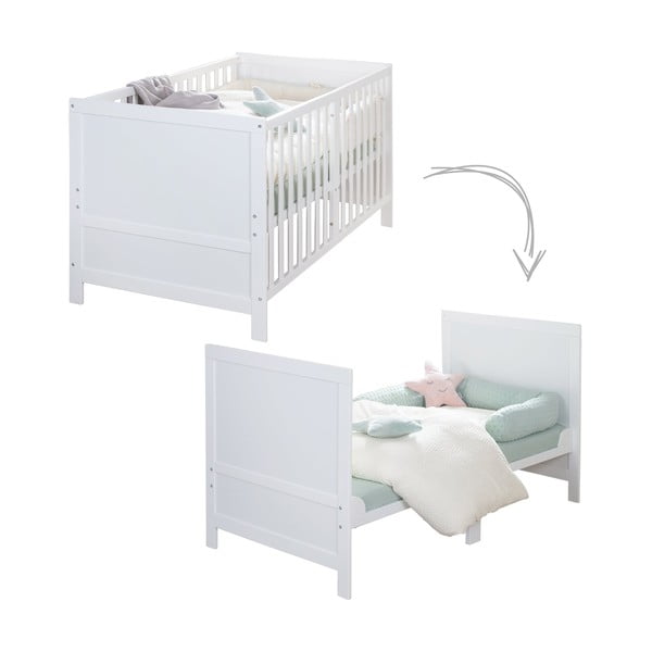 Balta bērnu gultiņa ar regulējamu augstumu 70x140 cm Easy Sleep – Roba-image-3