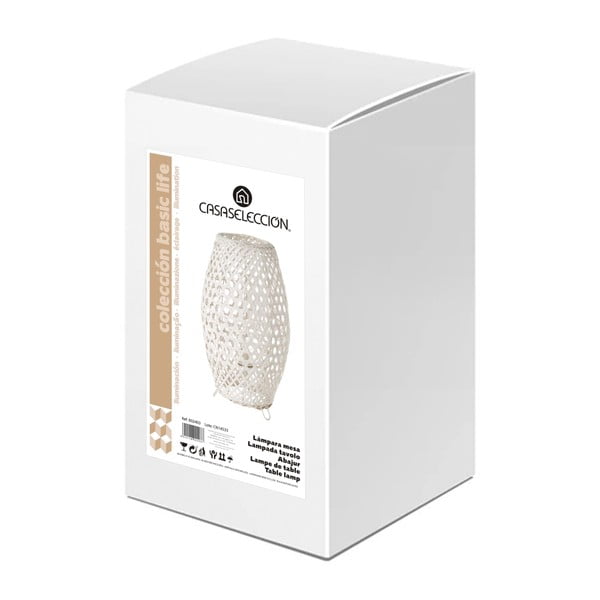 Balta bambusa galda lampa ar bambusa abažūru (augstums 36 cm) – Casa Selección-image-4
